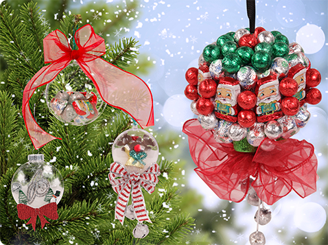 Candy Ornaments hanging from a tree