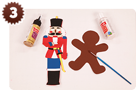 Step 3 - decorating the nutcracker and gingerbread man