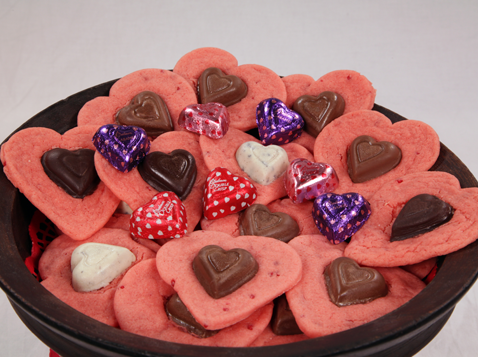 Plate of heart-shaped Sweetheart Cookies