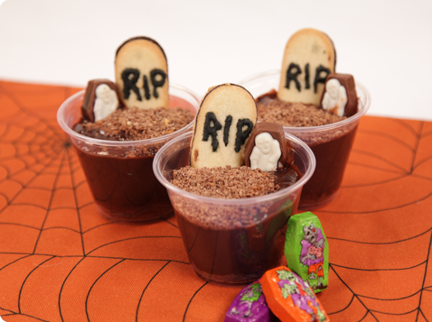 3 cups of Zombie Dirt Dessert