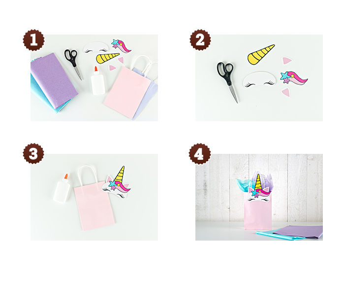 4 steps in making Magical Easter Unicorn Bags