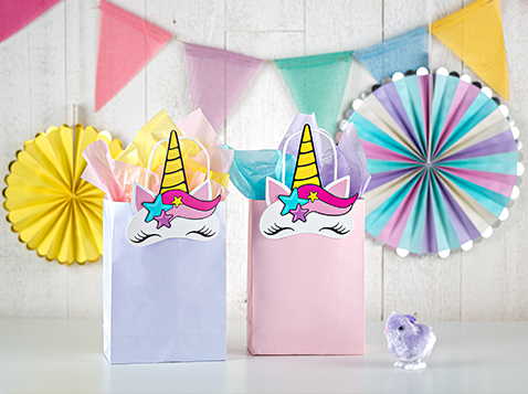1 pink and 1 purple Magical Easter Unicorn bags